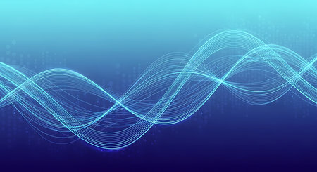 Abstract blue background with wavy lines. Vector illustration for your designの素材