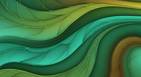 Abstract background with green and yellow curved lines. Vector Illustration.の素材