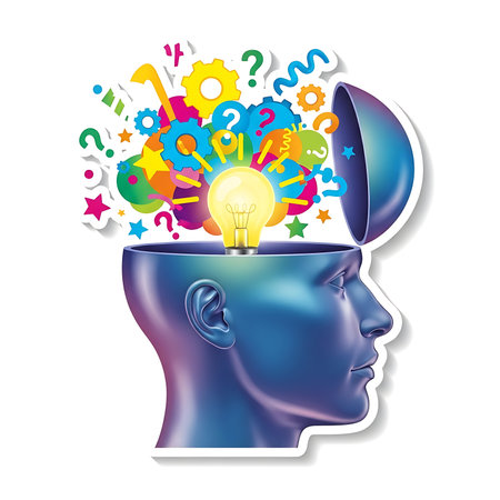 Human head with brain and idea icon. Eps 10 vector file.の素材