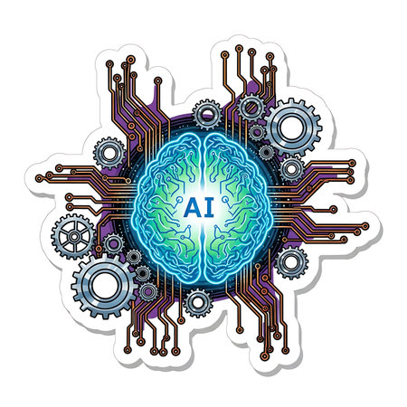 Artificial intelligence technology vector illustration graphic design with human brain and gearsの素材