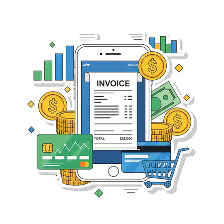 Online shopping concept. Vector illustration in thin line style. Online shopping, e-commerce, mobile payments.の素材