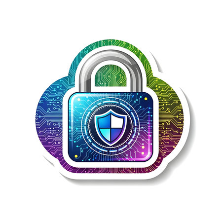 Cyber security technology concept. Padlock icon. Vector illustration.の素材
