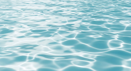 Blue water surface background with sun reflections. Abstract background of water in swimming pool.の素材
