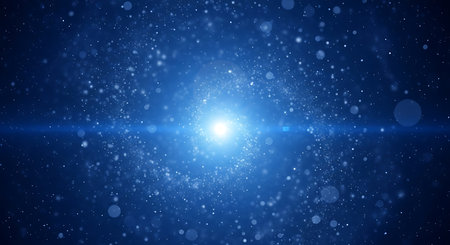 Abstract blue bokeh background with lights and stars. Vector illustration.の素材