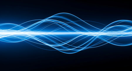 Abstract blue lines on a dark background. Vector illustration for your designの素材