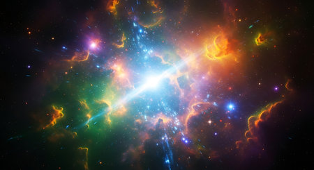 Galaxy and nebula, computer generated abstract background, 3D renderingの素材
