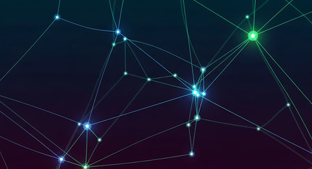 Abstract polygonal space low poly dark background with connecting dots and lines. Connection structure. Vector illustration.の素材