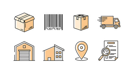 Logistics and delivery icon set. Vector illustration in line style.の素材