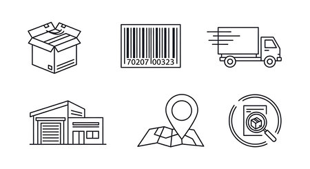 delivery service icon set over white background, line style, vector illustrationの素材