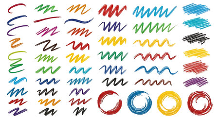 Collection of hand drawn vector brush strokes. Colorful artistic background.の素材