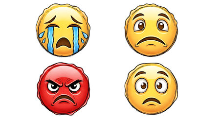 Illustration of a set of emojis with different emotions.の素材