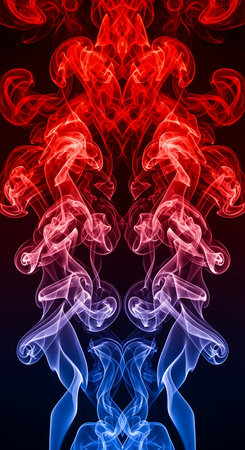 Smoke abstract background, colorful smoke of Joss stick on black backgroundの素材