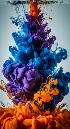 Colorful ink in water. Ink swirling in water. Abstract backgroundの素材