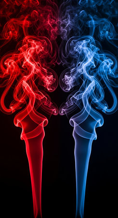 Smoke multicolored on a black background. Background from the smoke of vapeの素材