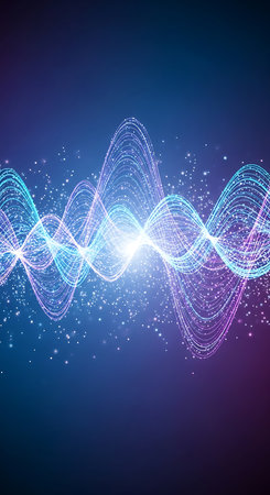 abstract background with dynamic waves and particles. vector illustration for your designの素材