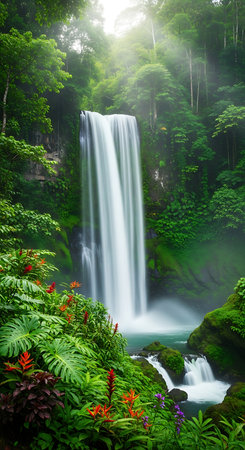 Beautiful waterfall in the rainforest at Doi Inthanon National Park, Chiang Mai, Thailandの素材