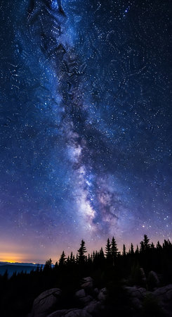 Milky Way over the mountains. Starry sky with milky wayの素材