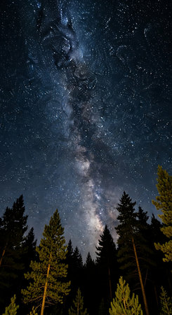 Milky Way in the night sky with stars and space dust.の素材