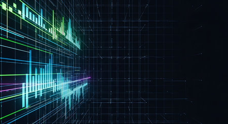 Abstract 3d rendering of financial chart. Futuristic business background.の素材