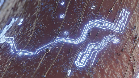 Close up of circuit board abstract background. 3D Rendering.の素材