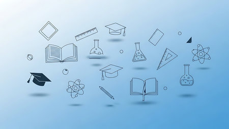 Back to school background with science icons. Vector illustration for your designの素材