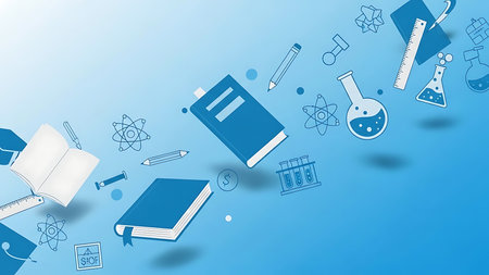 Back to school banner with science icons. Vector illustration. Eps 10の素材