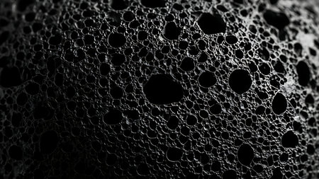 abstract black and white background, closeup of bubbles in waterの素材
