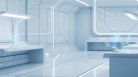 Modern white interior of a hospital or clinic 3d rendering mock upの素材