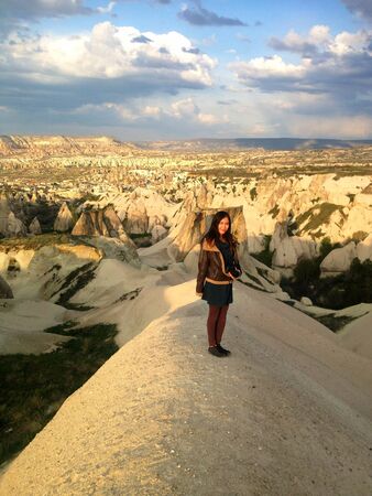 Woman with camera in Cappadocia の素材