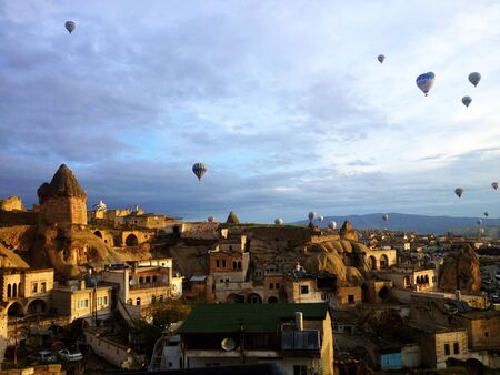 Early morning of balloons view in Cappadocia の素材