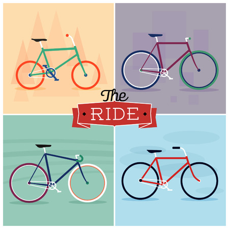 Vintage Hipster Bicycles Vector Label Collectionのイラスト素材