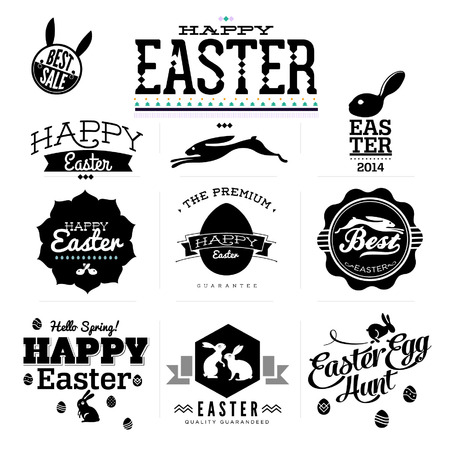 Set of easter vintage elements, banner, labels and framesのイラスト素材