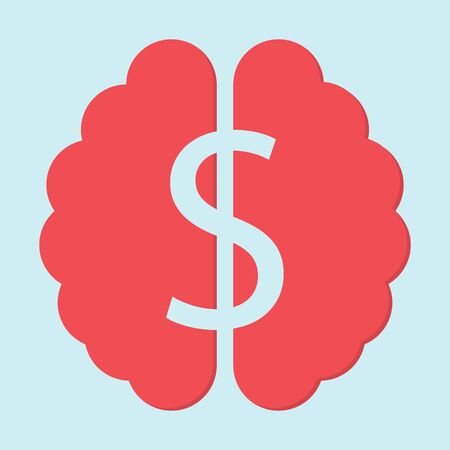 Dollar symbol on brain flat designのイラスト素材