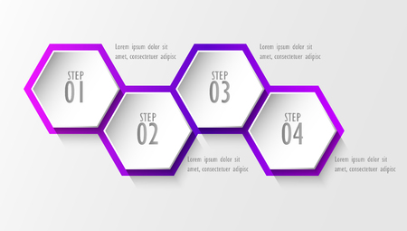 3D infographic template four options, Business hexagonal diagramのイラスト素材