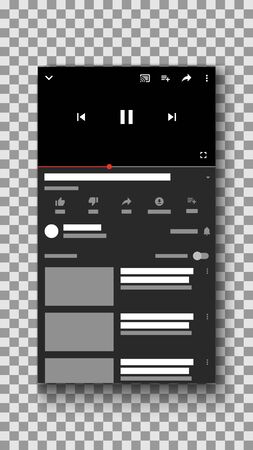 Social media video player mobile phone ui interface, media player template, vector illustrationのイラスト素材