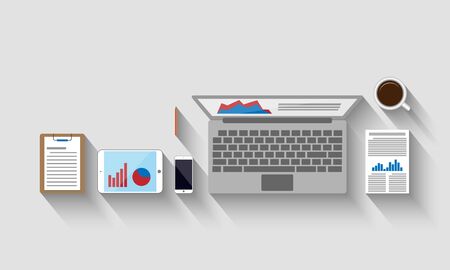 Top view of workplace, business concept, vector illustrationのイラスト素材