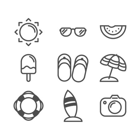 Summer icon set. vector illustrationのイラスト素材