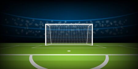 Football stadium arena, football goal on penalty position, vector illustrationのイラスト素材