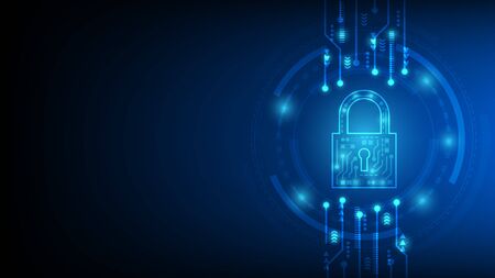 Cyber technology security, network protection background design, vector illustrationのイラスト素材