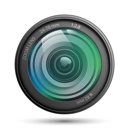 Camera lens isolated on white background, vector illustrationのイラスト素材
