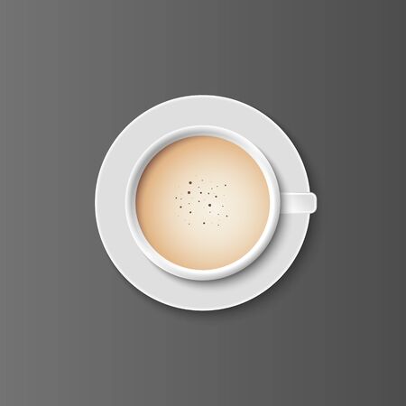 Latte coffee in white cups view from the top, vector illustrationのイラスト素材