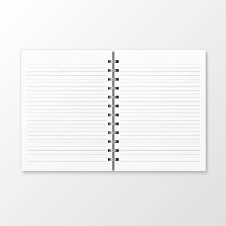 Top view of spiral kraft paper notebook mockup template isolated on white background, vector illustrationのイラスト素材