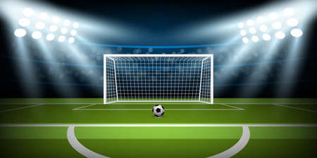 Football stadium arena, football goal on penalty position, vector illustrationのイラスト素材