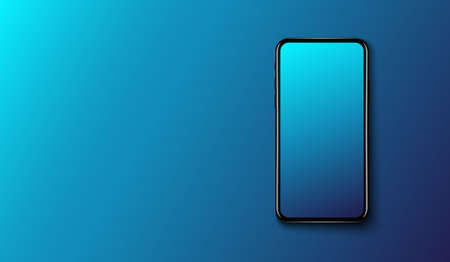 Smart phone on smooth dark blue background, futuristic technology design, vector illustrationのイラスト素材