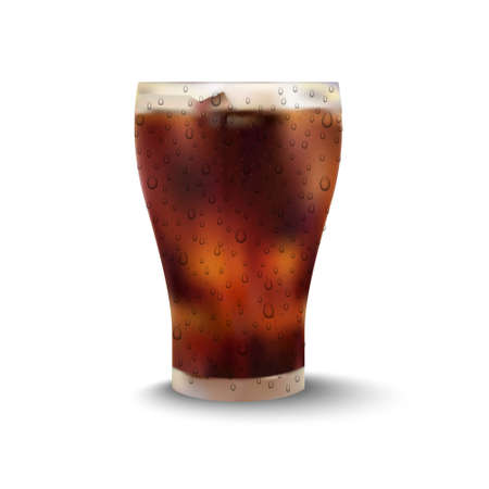 Cola in glass on white background, vector illustrationのイラスト素材