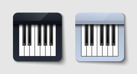 Black and white piano icon on white background, vector illustrationのイラスト素材