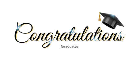 Congratulations sign for graduation with graduate university or college black cap, vector illustrationのイラスト素材