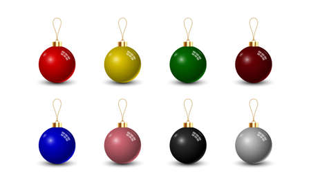 Set of Christmas ball isolated on white background, vector illustrationのイラスト素材