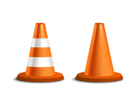 Traffic road cone isolated on white background, vector illustrationのイラスト素材