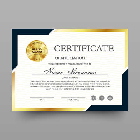 Certificate of appreciation template with luxury and modern pattern, diploma, vector illustrationのイラスト素材
